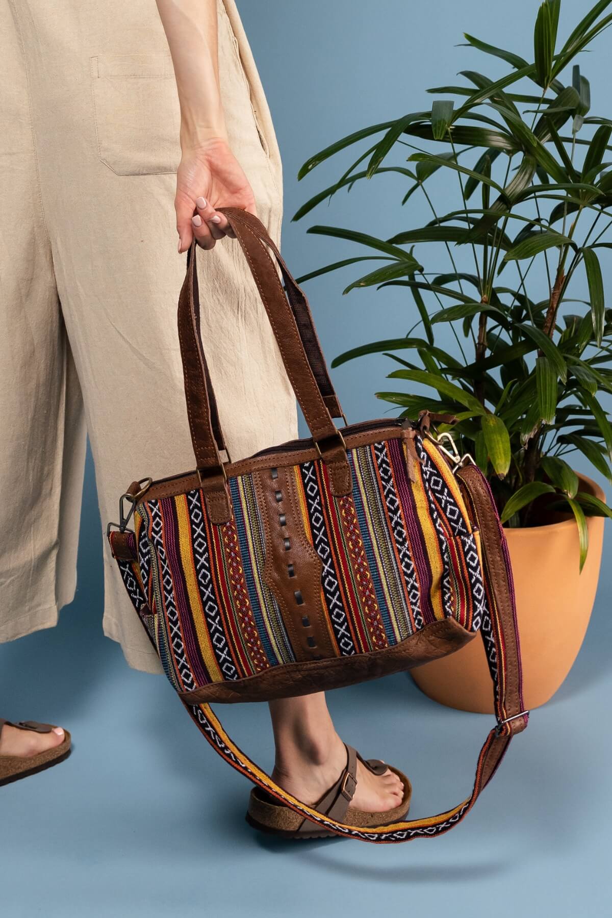 Buffalo Leather & Cotton Bag - Finistère - Image 3
