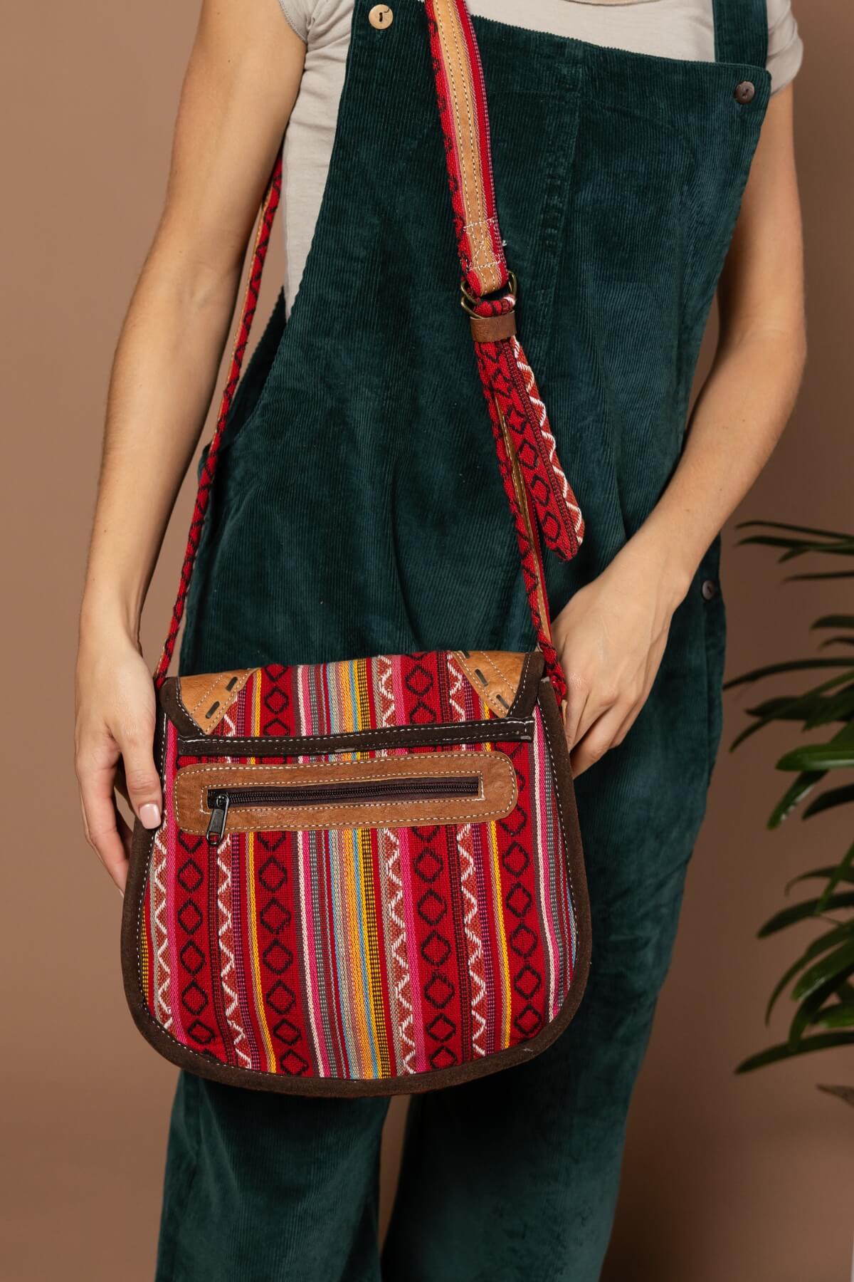 Buffalo Leather & Cotton Bag - Lesneven - Image 3