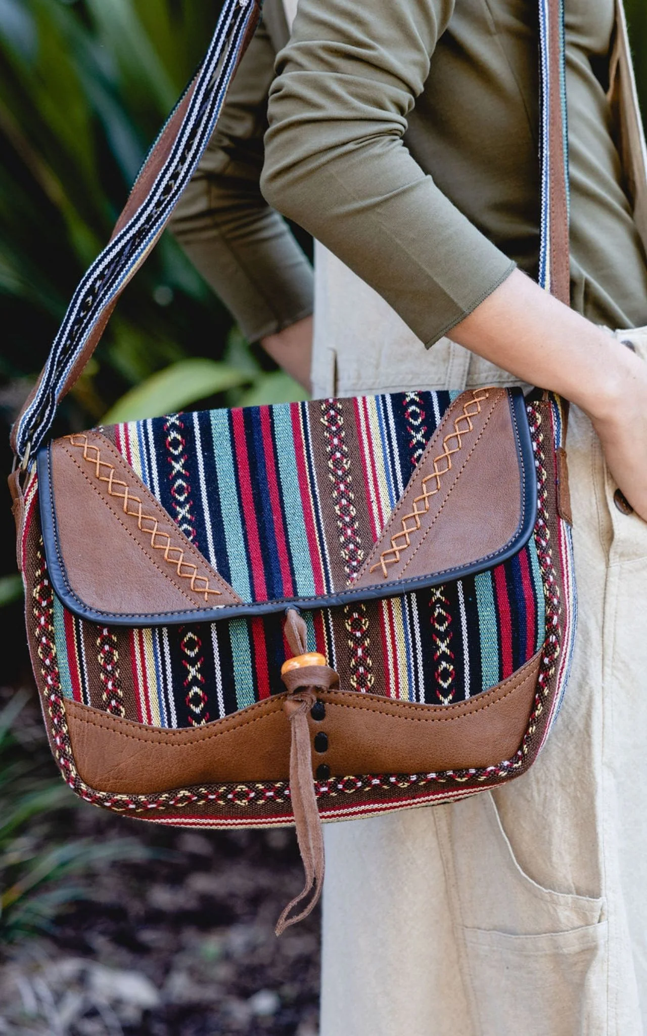 Buffalo Leather & Cotton Bag - Logona - Image 3