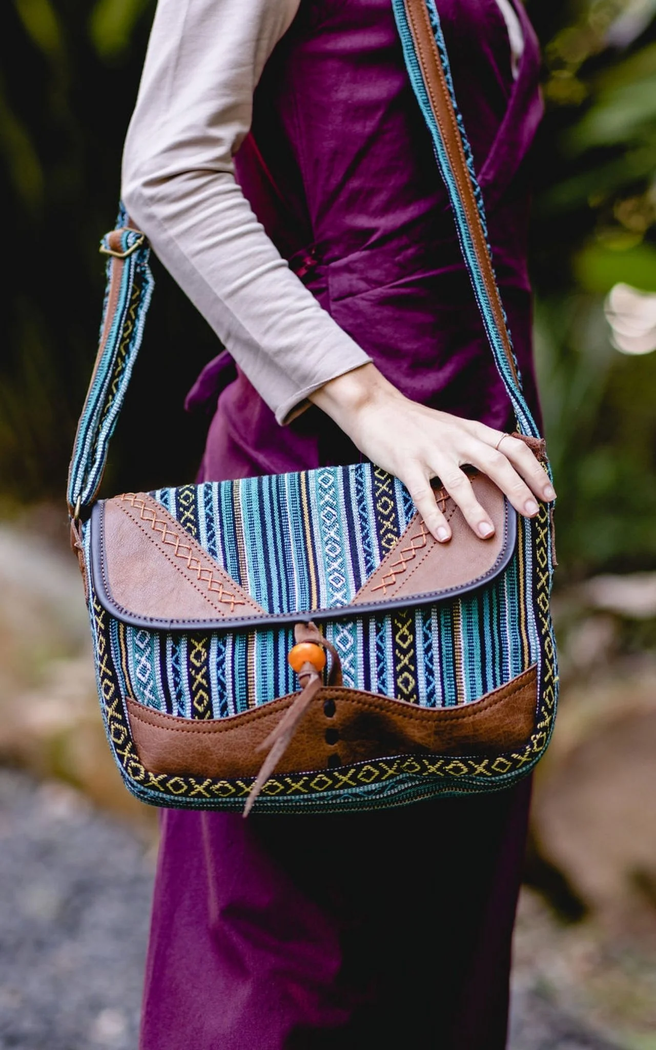 Buffalo Leather & Cotton Bag - Bretagne - Image 2
