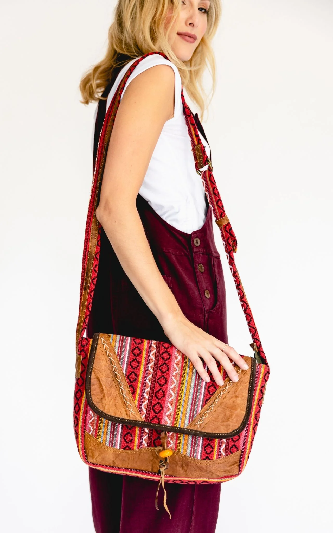 Buffalo Leather & Cotton Bag - Landéda - Image 2
