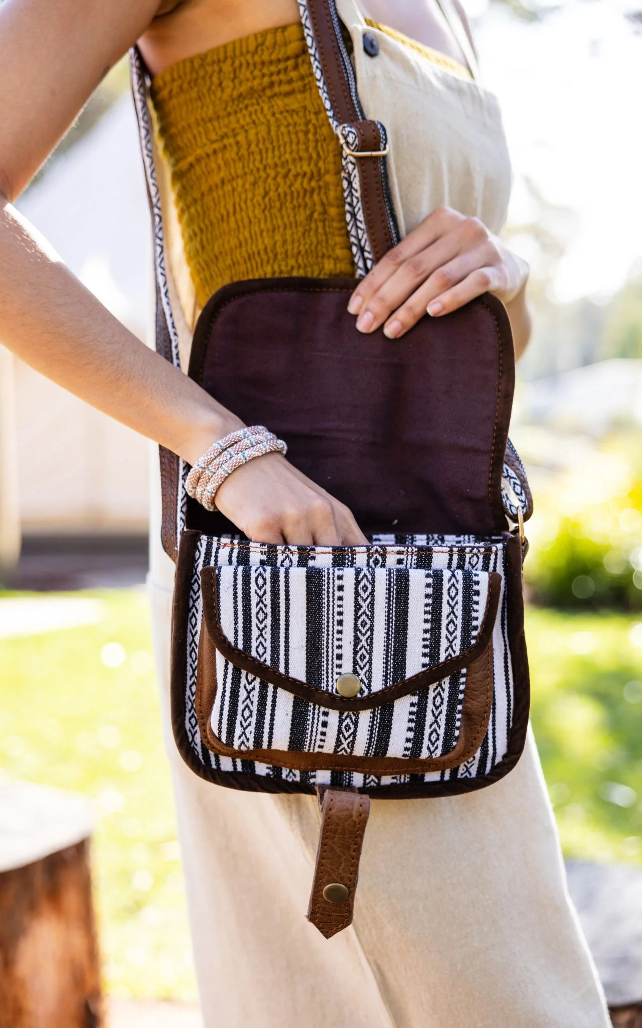 Buffalo Leather & Cotton Bag - Lorient - Image 2