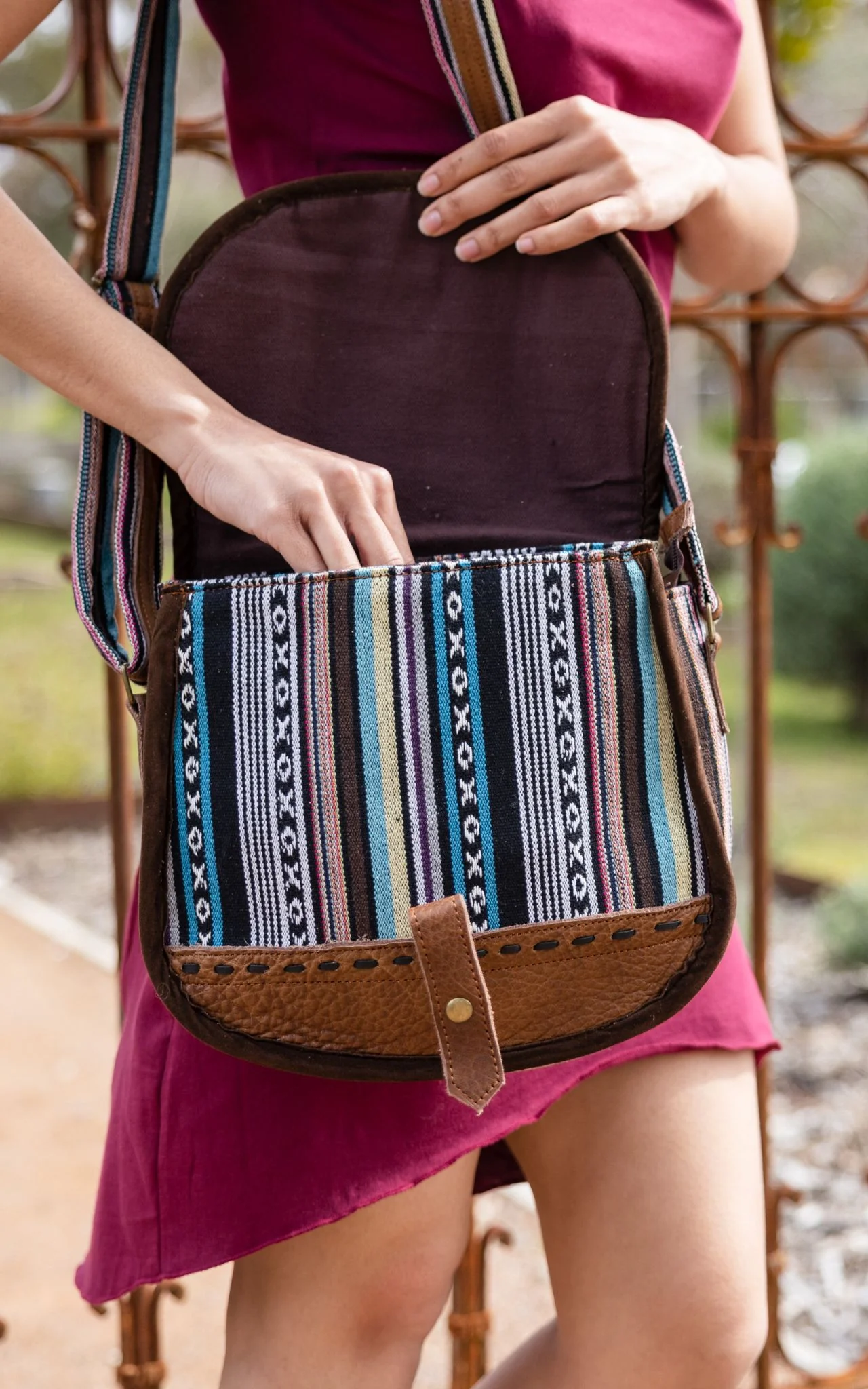 Buffalo Leather & Cotton Bag - Plabennec - Image 4