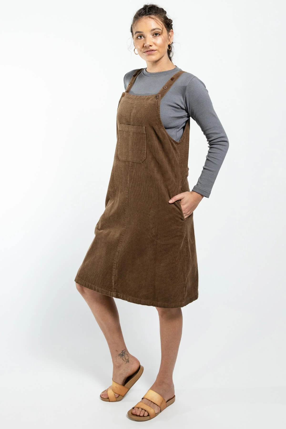 Corduroy Pinafore - Peanut