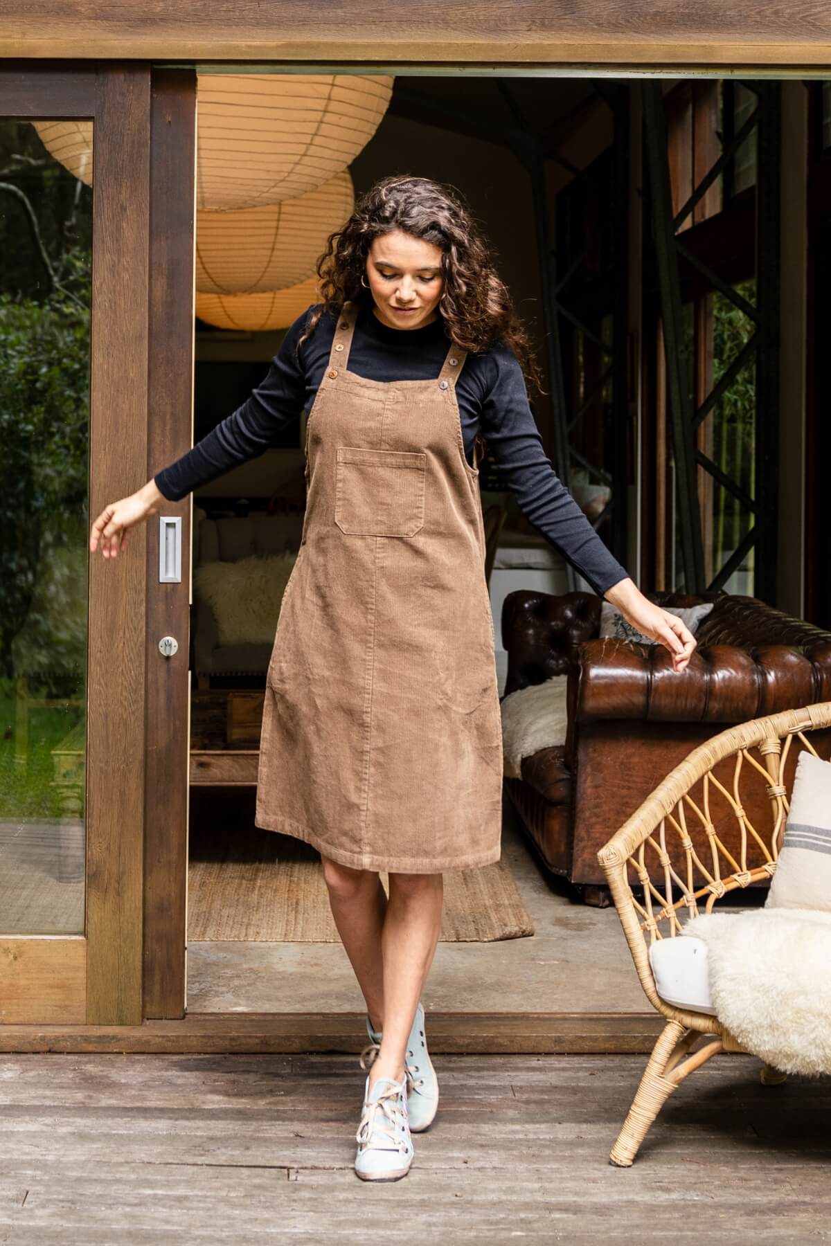 Corduroy Pinafore - Peanut - Image 2