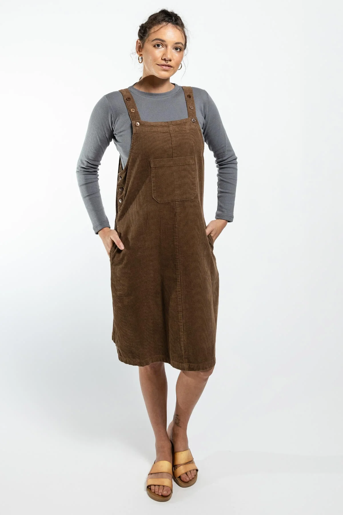 Corduroy Pinafore - Peanut - Image 3