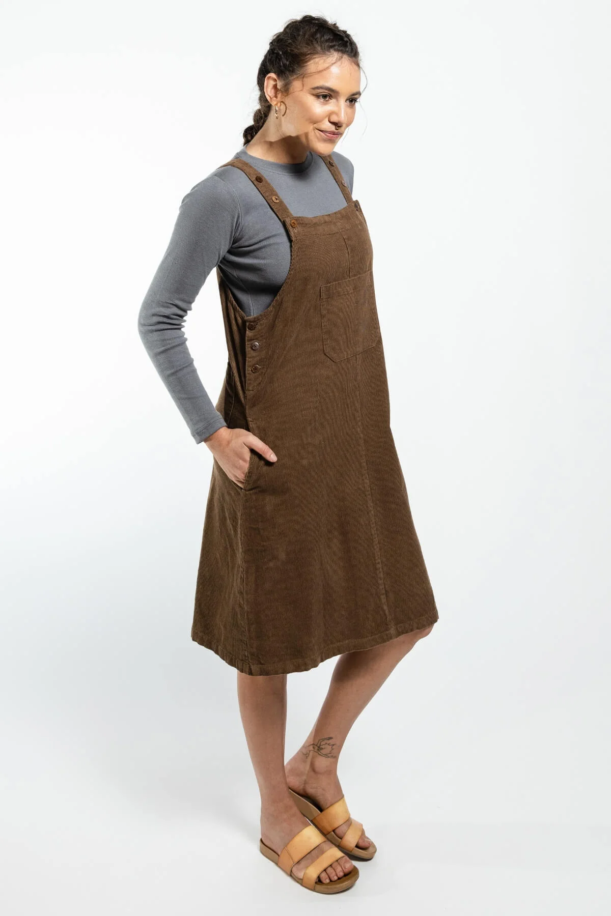 Corduroy Pinafore - Peanut - Image 5