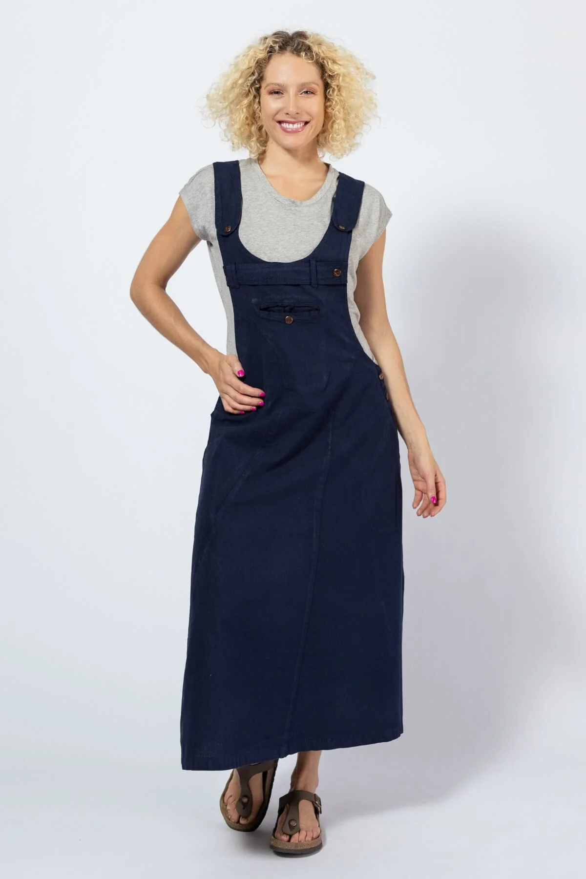 Dungaree Dress - Midnight Blue