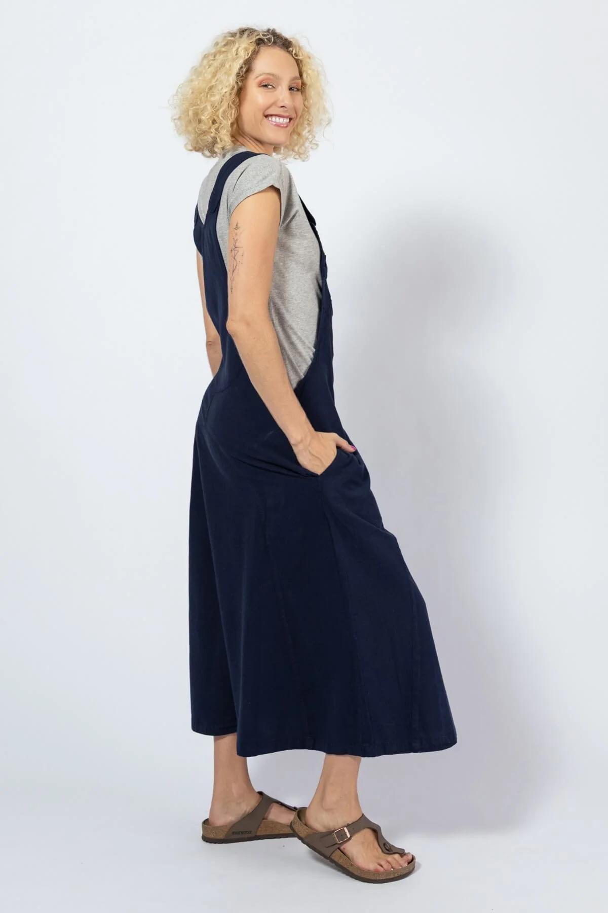 Dungaree Dress - Midnight Blue - Image 2