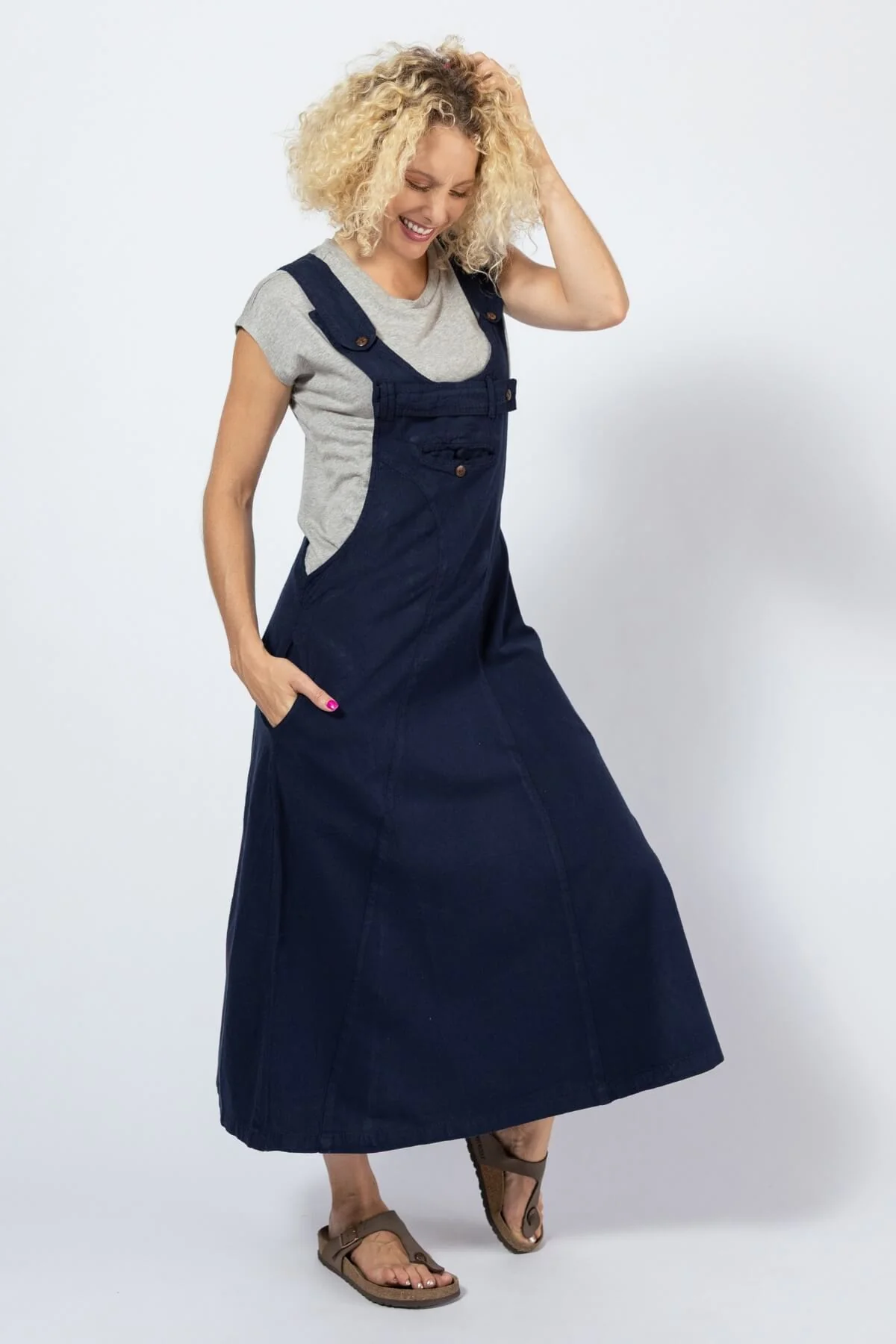 Dungaree Dress - Midnight Blue - Image 3