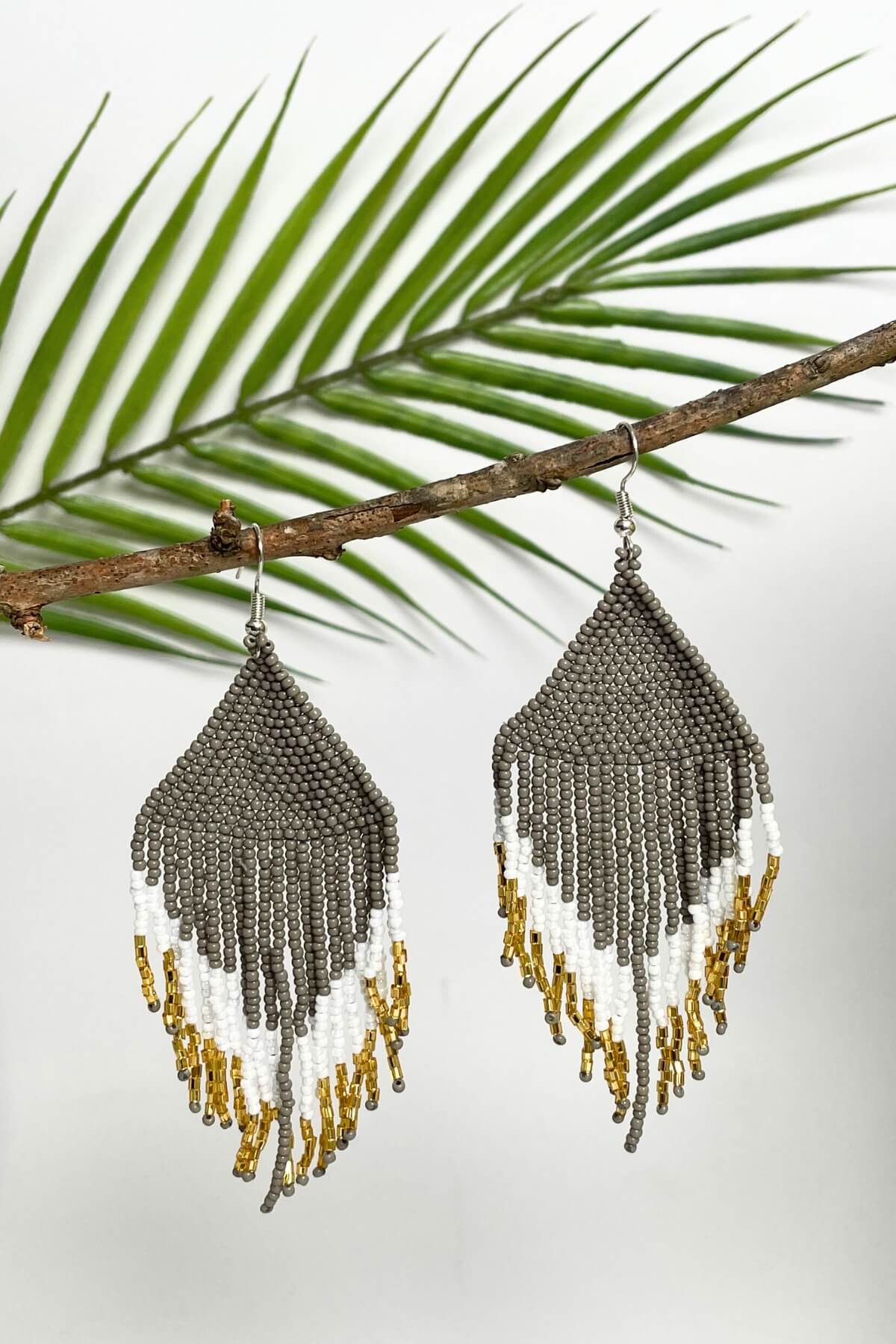 Beaded Earrings - Bluegum Silver