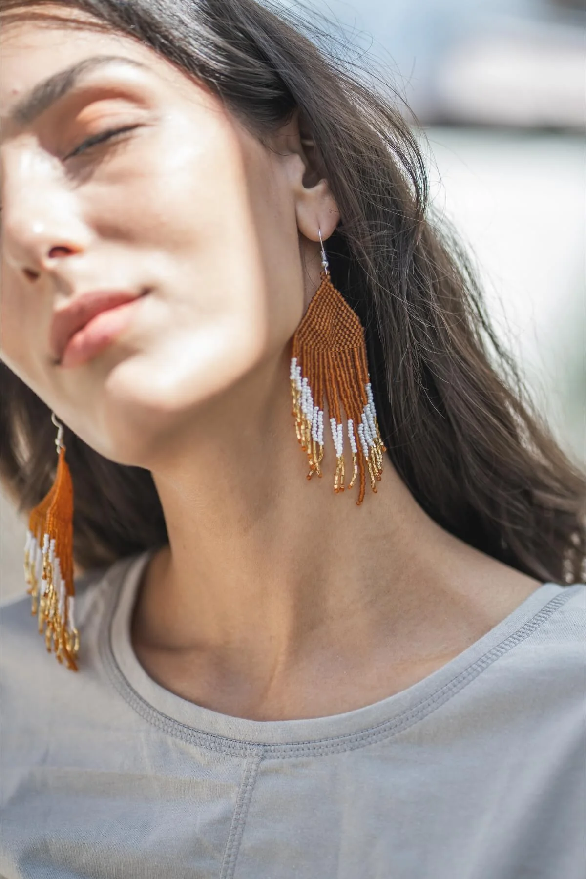 Beaded Earrings - Egyptian Gold - Image 5