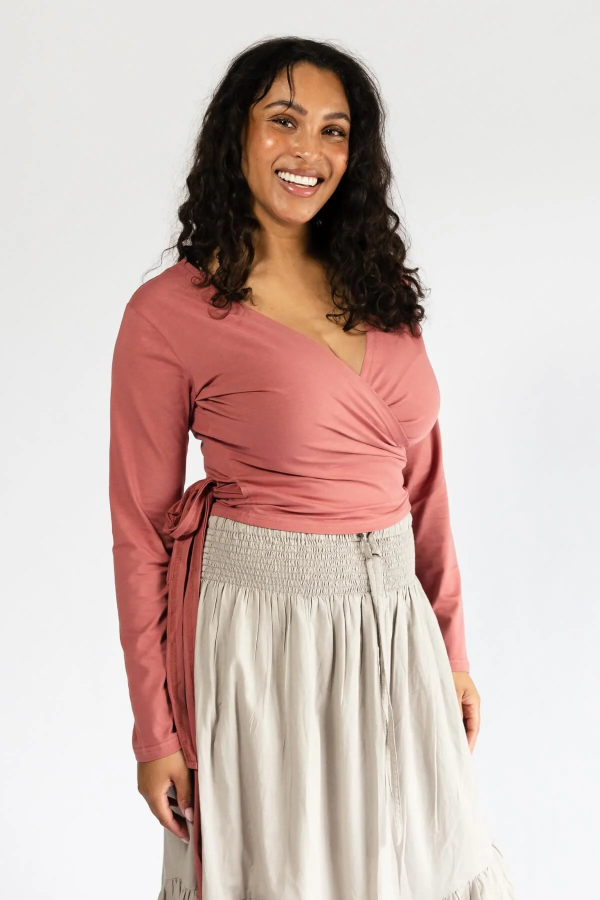 Organic Wrap Top Long Sleeve | Sundae - Image 2